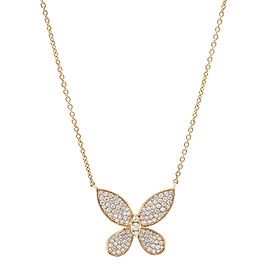 True 0.96Cttw Pave Set Round Cut Diamond Butterfly Pendant Necklace