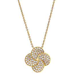 True 1.77Cttw Pave Set Round Cut Diamond Flower Pendant Necklace