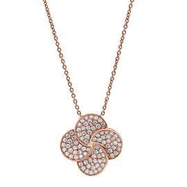 True 1.77Cttw Pave Set Round Cut Diamond Flower Pendant Necklace