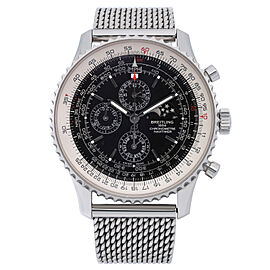 Breitling Navitimer 1461 48mm GMT Steel Moonphase Black Dial Watch