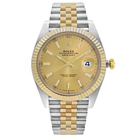 Rolex Datejust 18k Yellow Gold Steel Champagne Index Dial Watch