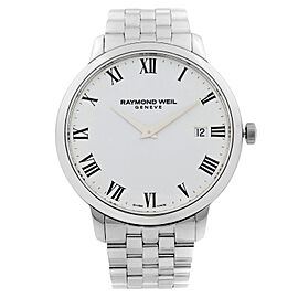 Raymond Weil Toccata 42mm Steel White Roman Dial Quartz Mens Watch