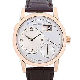 A. Lange and Sohne Lange 1 18K Rose Gold Silver Dial Hand Wind Men Watch