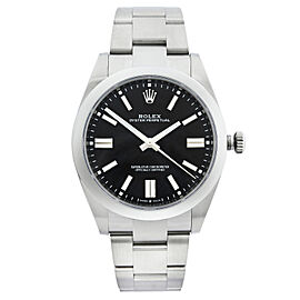 Rolex Oyster Perpetual 36mm Steel Black Index Dial Automatic Mens Watch