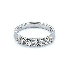 True 0.50Cttw Round Cut Diamond Wedding Ring 18K White Gold Size 6.75