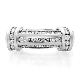 True 1.00Cttw Baguette & Round Cut Diamond Ring 14K White Gold Size 6.5