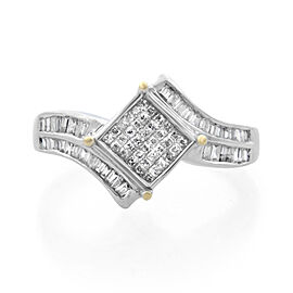 True 0.50Cttw Baguette Cut Diamond Ladies Ring 14K White Gold Size 7.75