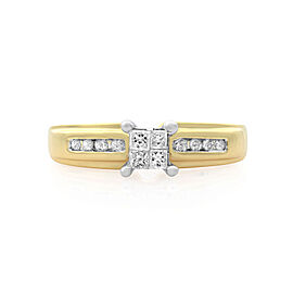 True 0.12Cttw Princess & Round Cut Diamond Engagement Ring 14K Yellow Gold Size 6.75