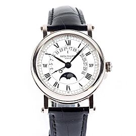 Patek Philippe Perpetual Calendar 18k White Gold White Dial Mens Watch