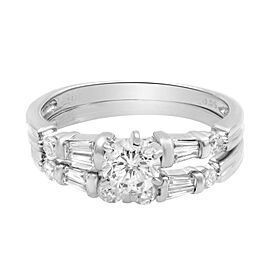 True 1.25Cttw Diamond Engagement Ring Set 14K White Gold Size 8