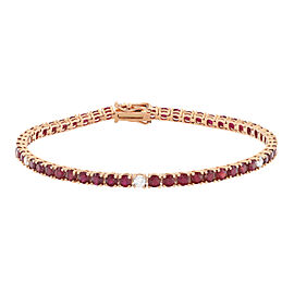 Rachel Koen Red Ruby & Diamond Tennis Bracelet 14K Yellow Gold