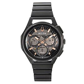 Bulova Curv 44mm Chronograph Steel Black Dial Quartz Mens Watch