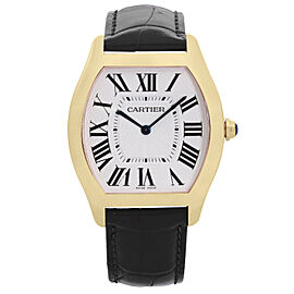 Cartier Tortue 18K Yellow Gold Silver Dial Manual Wind Mens Watch