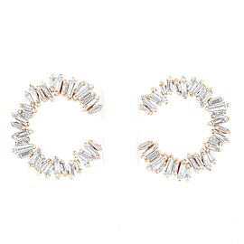 True 0.96Cttw Baguette Cut Diamond Stud Earrings 18K Yellow Gold