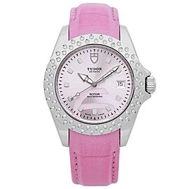 Tudor Prince Date Classic Steel Diamond Pink Dial Automatic Ladies Watch