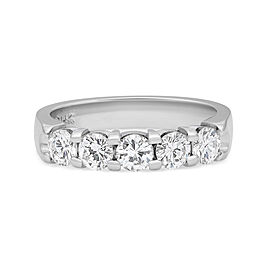 True 1.00Cttw Round Cut Diamond Wedding Band Ring 14K White Gold Size