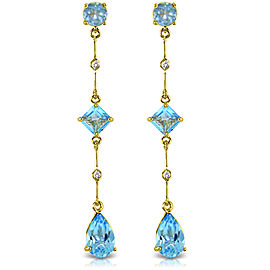 6.06 CTW 14K Solid Gold Chandelier Earrings Diamond Blue Topaz