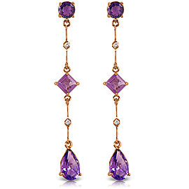 14K Solid Rose Gold Chandelier Earrings withDiamonds & Amethysts