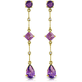 6.06 CTW 14K Solid Gold Chandelier Earrings Diamond Amethyst