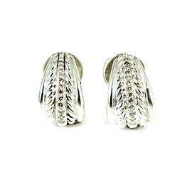 David Yurman Bamboo Sterling Silver Diamond Earrings