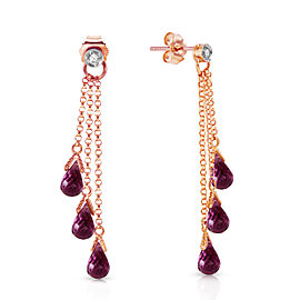 14K Solid Rose Gold Chandelier Earrings withDiamonds & Amethysts