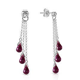 14K Solid White Gold Chandelier Earrings withDiamonds & Amethysts