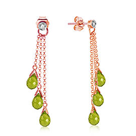 14K Solid Rose Gold Chandelier Earrings withDiamonds & Peridots