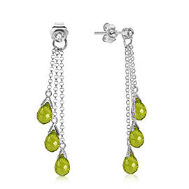 14K Solid White Gold Chandelier Earrings withDiamonds & Peridots