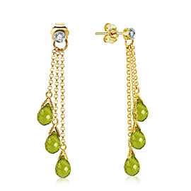 10.53 CTW 14K Solid Gold Chandelier Earrings Diamond Peridot