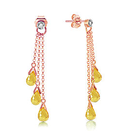 14K Solid Rose Gold Chandelier Earrings withDiamonds & Citrines