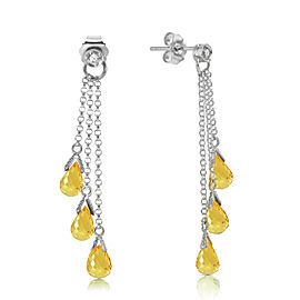 14K Solid White Gold Chandelier Earrings withDiamonds & Citrines