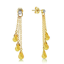 7.38 CTW 14K Solid Gold Chandelier Earrings Diamond Citrine