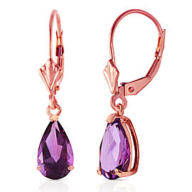 2.5 CTW 14K Solid Rose Gold Leverback Earrings Amethyst