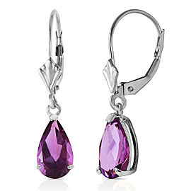 2.5 CTW 14K Solid White Gold Leverback Earrings Amethyst