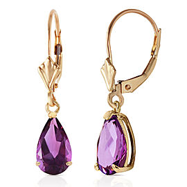 2.5 CTW 14K Solid Gold Leverback Earrings Amethyst