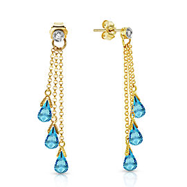 10.53 CTW 14K Solid Gold Chandelier Earrings Diamond Blue Topaz