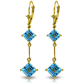 3.75 CTW 14K Solid Gold Leverback Earrings Blue Topaz