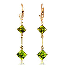 3.75 CTW 14K Solid Gold Leverback Earrings Peridot