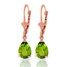 3 CTW 14K Solid Rose Gold Leverback Earrings Peridot