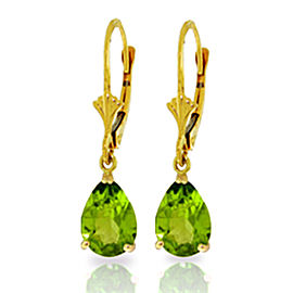 3 CTW 14K Solid Gold Green Grass Peridot Earrings