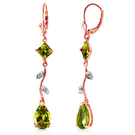 3.97 CTW 14K Solid Rose Gold Chandelier Earrings Diamond Peridot