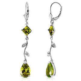 3.97 CTW 14K Solid White Gold Chandelier Earrings Diamond Peridot