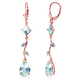 3.97 CTW 14K Solid Rose Gold Chandelier Earrings Natural Diamond Aqua