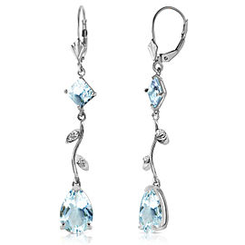 3.97 CTW 14K Solid White Gold Chandelier Earrings Natural Diamond Aquamar