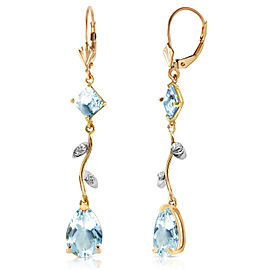 3.97 CTW 14K Solid Gold Chandelier Earrings Natural Diamond Aqua