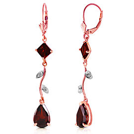 3.97 CTW 14K Solid Rose Gold Chandelier Earrings Diamond Garnet