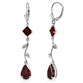 3.97 CTW 14K Solid White Gold Chandelier Earrings Diamond Garnet