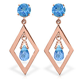 2.4 CTW 14K Solid Rose Gold Blue Topaz Dangling Earrings