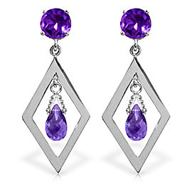 2.4 CTW 14K Solid White Gold Chandelier Earrings Amethyst