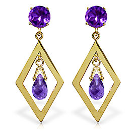 2.4 CTW 14K Solid Gold Chandelier Earrings Amethyst